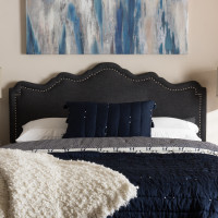 Baxton Studio BBT6622-Dark Grey-Full HB-H1217-20 Nadeen Modern and Contemporary Dark Grey Fabric Full Size Headboard